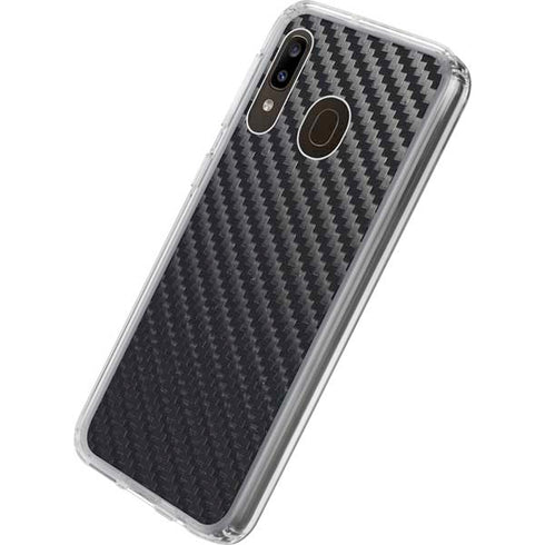 Black Carbon Fiber Specialty Texture Material Galaxy A20 Clear Case